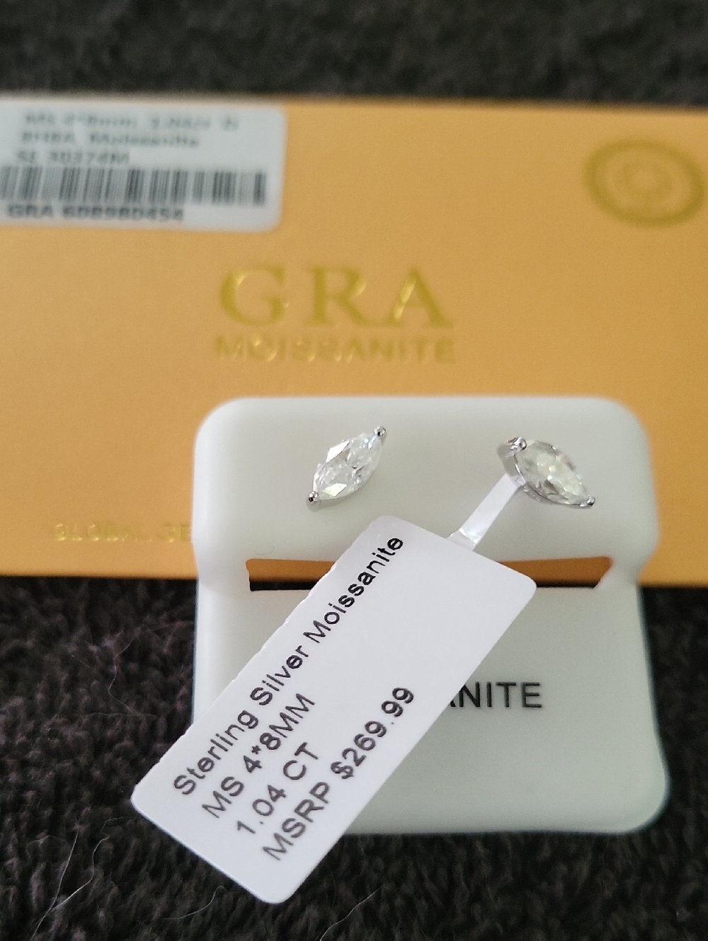 Source Unknown Sterling Silver Marquise Moissanite Earrings Clear